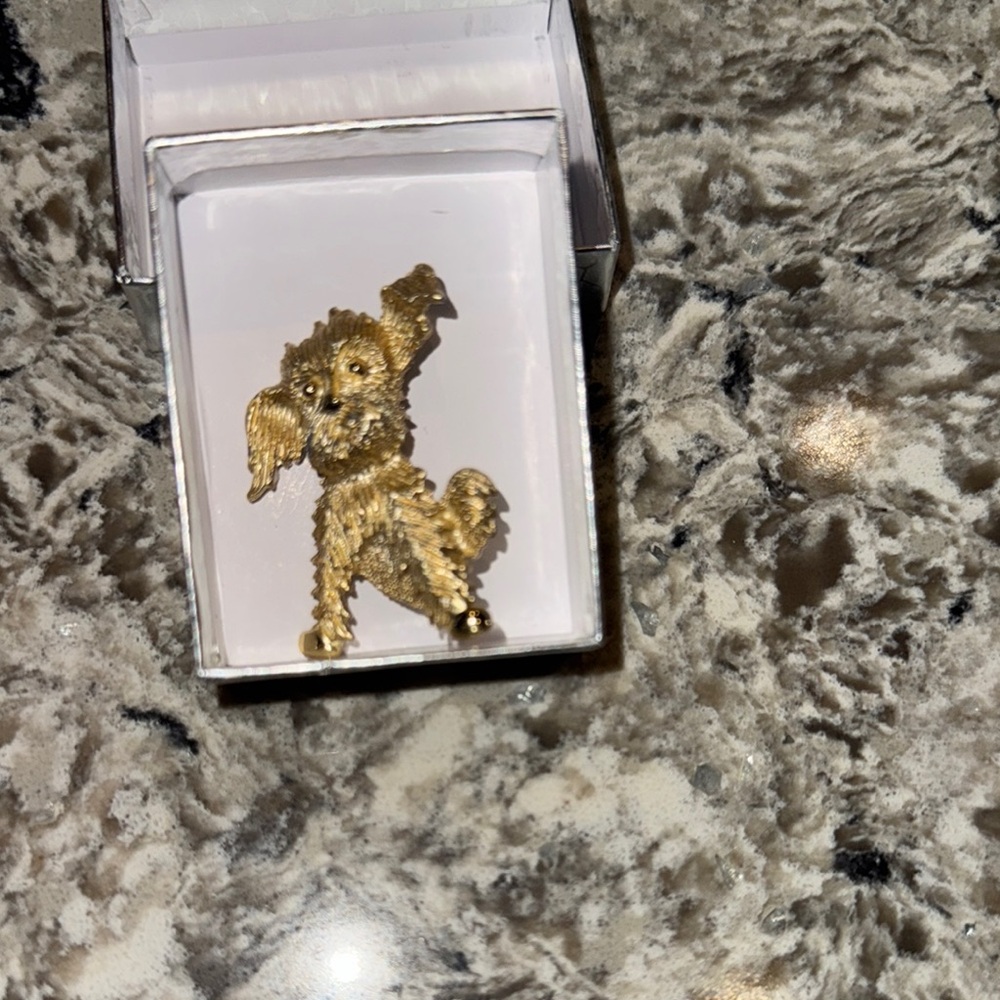 Gold Dog Brooch
